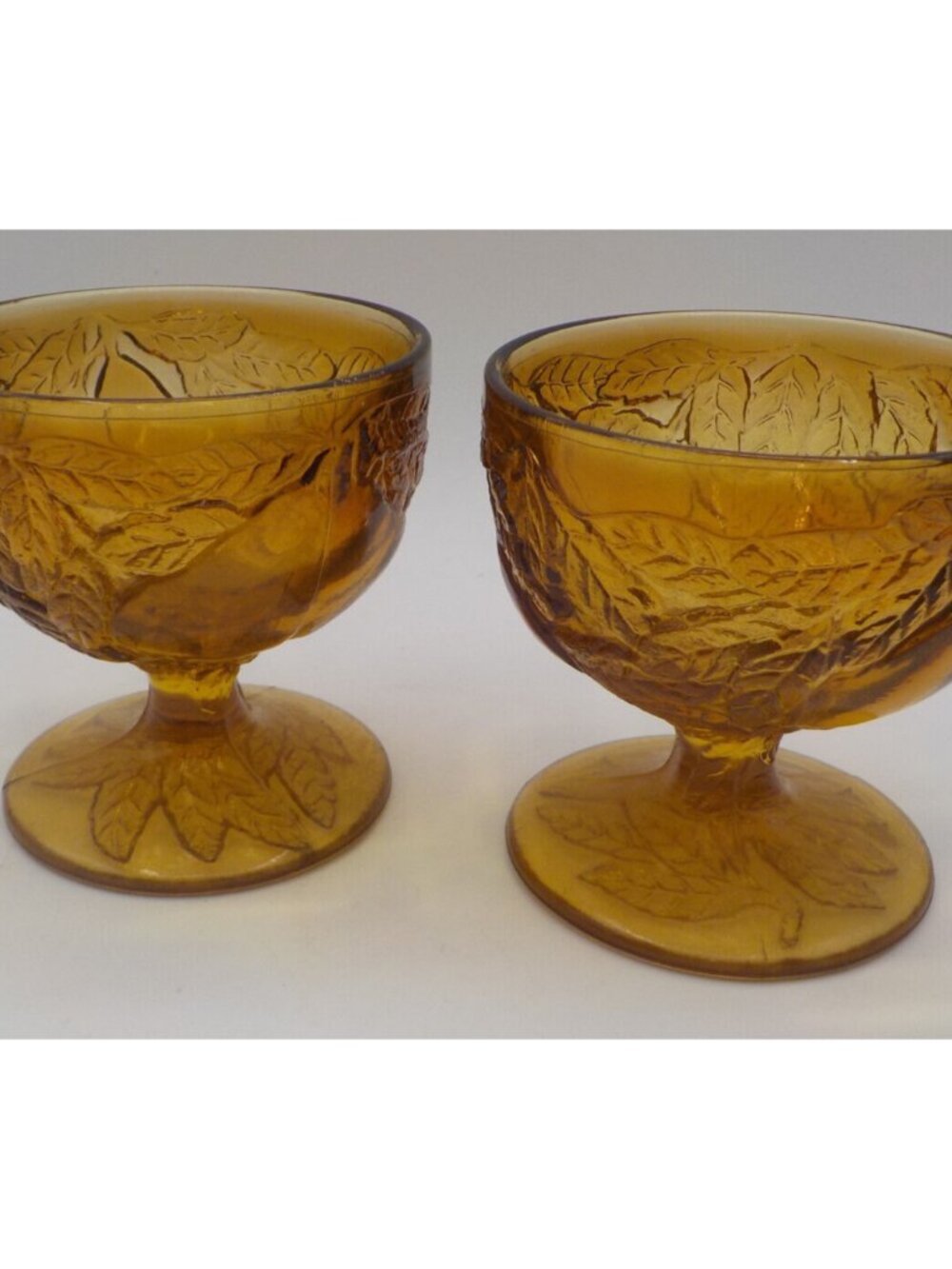 Vintage Tiara Glass PAIR of Sweet Pear/Avocado Collection Sherbet Dessert Bowls